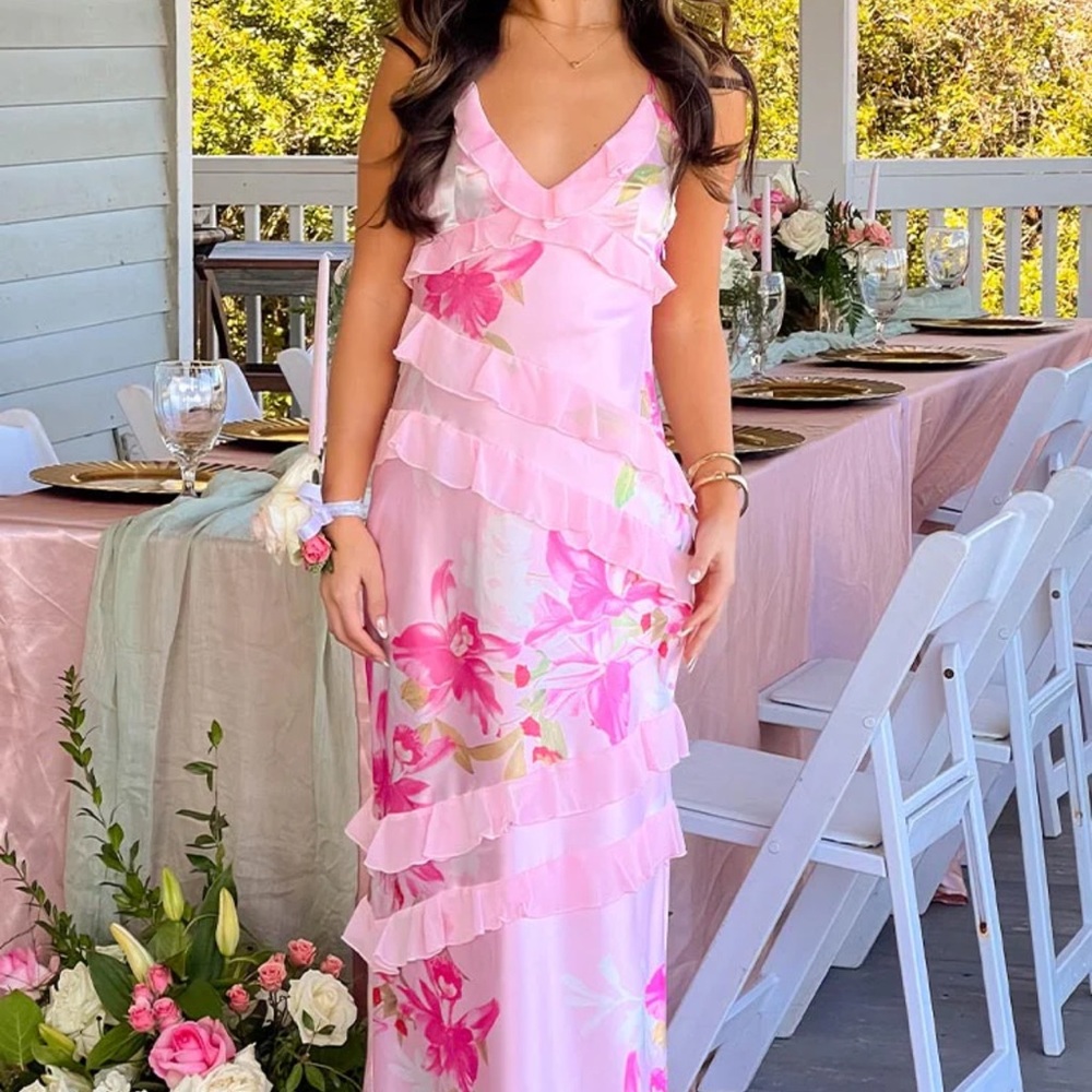 Floral Pink Ruffle Dress